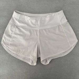 Lululemon Speed Up Shorts Womens Sz 4 Long *4" White Mid Rise Lined Pockets Run